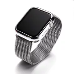   Milanese Loop Apple Watch fém szíj és képernyővédő tok, 38mm kijelzőjű okosórákhoz, ezüstszín