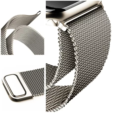 Milanese Loop Apple Watch fém szíj és képernyővédő tok, 38mm kijelzőjű okosórákhoz, rosegold