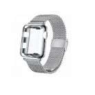 Milanese Loop Apple Watch fém szíj és képernyővédő tok, 38mm kijelzőjű okosórákhoz, rosegold