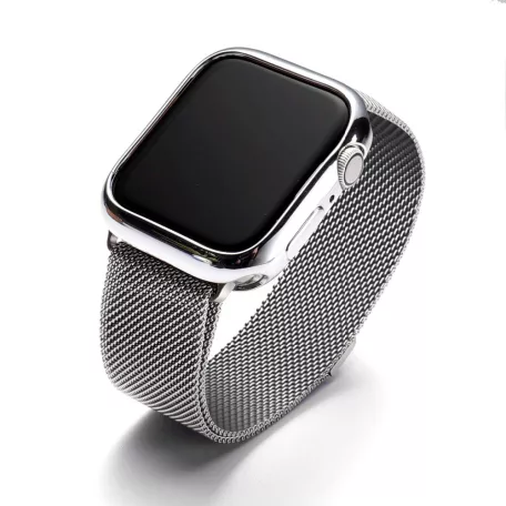 Milanese Loop Apple Watch fém szíj és képernyővédő tok, 38mm kijelzőjű okosórákhoz, rosegold