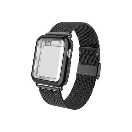 Milanese Loop Apple Watch fém szíj és képernyővédő tok, 38mm kijelzőjű okosórákhoz, rosegold