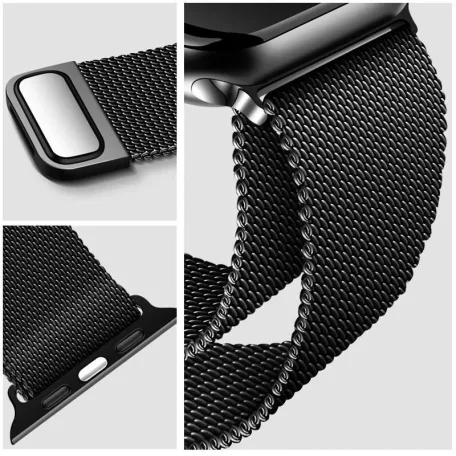 Milanese Loop Apple Watch fém szíj és képernyővédő tok, 38mm kijelzőjű okosórákhoz, rosegold