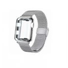 Milanese Loop Apple Watch fém szíj és képernyővédő tok, 38mm kijelzőjű okosórákhoz, fekete
