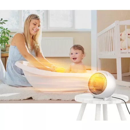Hordozható Mikro Ventilátoros PTC Fűtőtest, automatikus PTC fűtés szabályozás, 250W/500W fűtési teljesítmény, fehér
