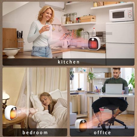 Hordozható Mini hősugárzó, PTC Fűtőtest, 3 különböző fokozattal, 650W/1000W állítható fűtési teljesítmény, fehér