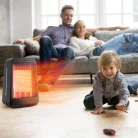 Hordozható Mini Hősugárzó, PTC Fűtőtest, 3 különböző fokozattal, 1200W állítható fűtési teljesítmény, fekete