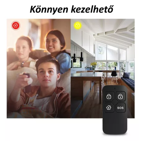 Univerzális Távirányító, 433MHz, 4 gomb, intelligens riasztó és okosotthon rendszerhez, fekete