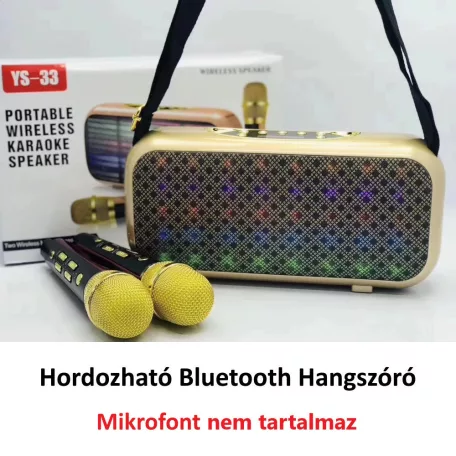Hordozható Hangszóró, Bluetooth hangfal, USB input, MicroSD kártya olvasó, arany színű