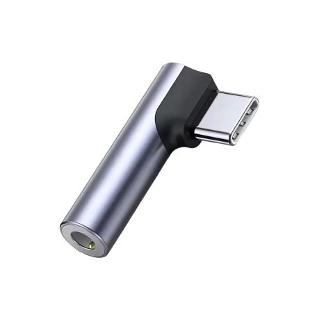 AUX átalakitó adapter, USB-C -> 3.5mm Jack, alumínium, kompatibilis iPhone 15/16, szürke