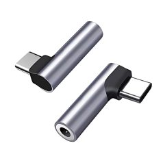   AUX átalakitó adapter, USB-C -> 3.5mm Jack, alumínium, kompatibilis iPhone 15/16, szürke