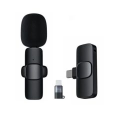   Csiptetős Vezeték Nélküli Mikrofon, Okostelefonhoz, Omnidirekcionális, Wireless, USB-C/Lightning csatlakozó, fekete