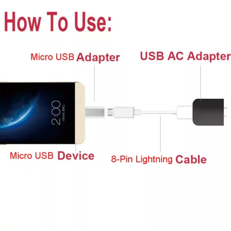OTG átalakitó adapter (Lightning ->MicroUSB ), alumínium ház, Plug&Play, ezüst