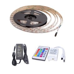   RGB Öntapadós LED Szalag, távirányítós, színváltós, 150 LED, 5 méter, 30LED/m, többszínű