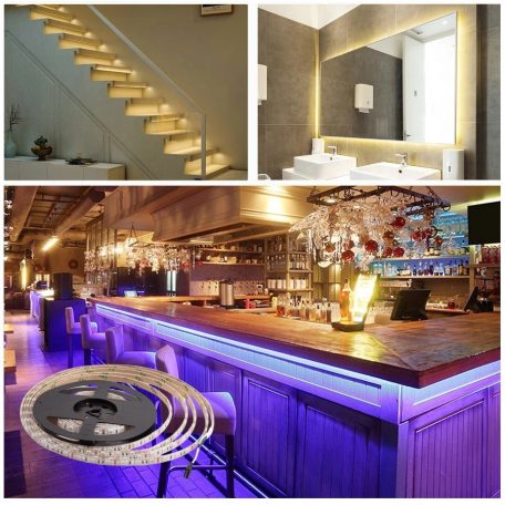 RGB Öntapadós LED Szalag, távirányítós, színváltós, 150 LED, 5 méter, 30LED/m, többszínű