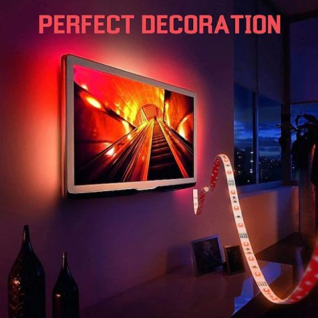 RGB Öntapadós LED Szalag, távirányítós, színváltós, 150 LED, 5 méter, 30LED/m, többszínű